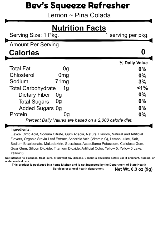 Bev's Squeeze Refresher CAFFEINE FREE